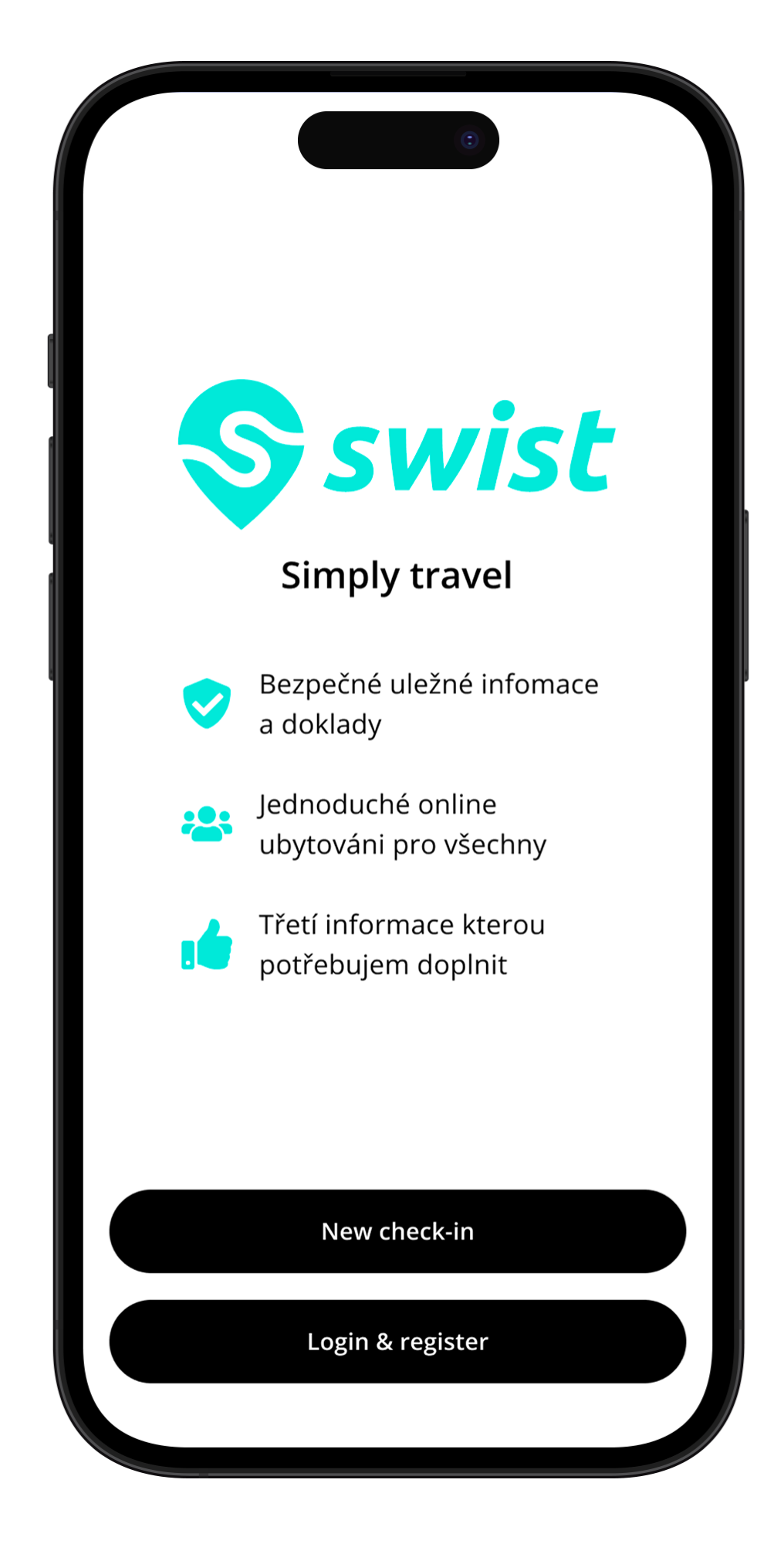 Swist app on iPhone showing digital check-in